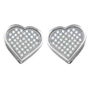   Diamond Micro Pave Sterling Silver Heart Stud Earrings GemBlvd