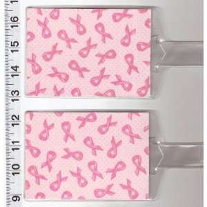  Set of 2 Luggage Tags Made with Breast Cancer Awareness Ribbon Pink 