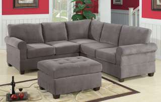 Small 2 Pc Corner Sofa Couch Sectional Sectionals Waffle Suede Bobkona 