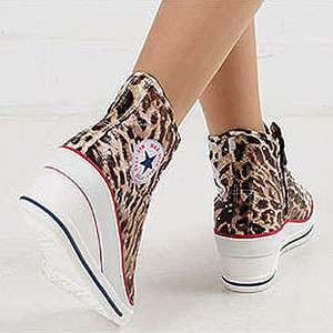   Leopard Cheetah Print Wedge Sneakers Shoes Heel US 5~8 Ankle Boots