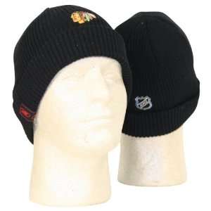  Chicago Blackhawks Black Cuffed Knit Hat Sports 