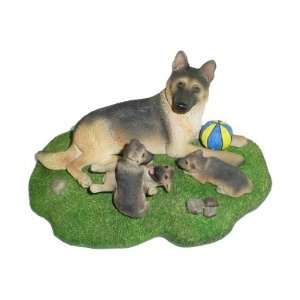    German Shepherd Dog Mom & Puppies Figurine Retired