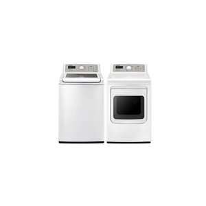  Samsung White 4.7 cu. ft. Washer and 7.4 Steam Electric 