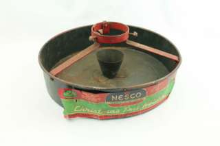 Vintage Nesco Christmas Metal Tree Holder Stand Water Label  
