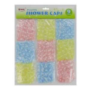  9 Pc Plastic Shower Caps Hair Cover Case Pack 72   893169 