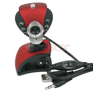 Red Webcam with microphone usb skype chat web cam digital computer 