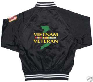 ON THE BACK OF THE JACKET IS THE WORDING VIETNAM VETERAN, WITH RIBBON 