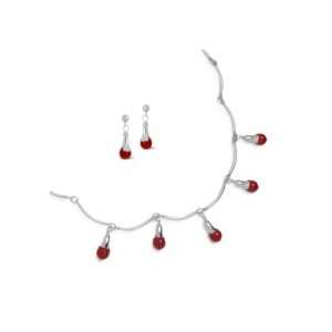   Coral Squash Blossom Station Necklace and Earring Gift Set Jewelry