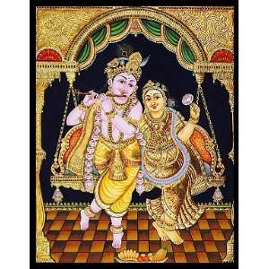   Krishna Emboss   Tanjore Paintings 18 In. X 24 In. 