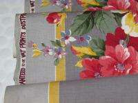   Yellow & Gray Stripe Vintage 30s Barkcloth Era Cotton Fabric Panel #2