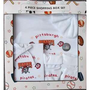 Pittsburgh Pirates 4 Piece Set   Creeper, Bib, Booties & Washcloth