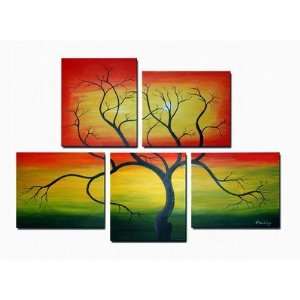  Hand Painted Wild Tree Canvas Art: Home & Kitchen